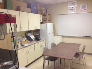 A PTA workroom is now used as a small instructional space.